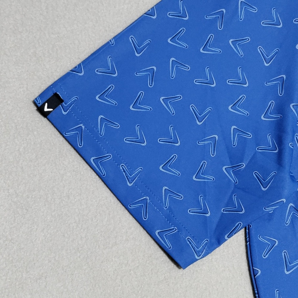 NEW Callaway Golf Polo Shirt Mens Medium All Over Chevron Print Galaxy Blue $70 - Picture 7 of 15
